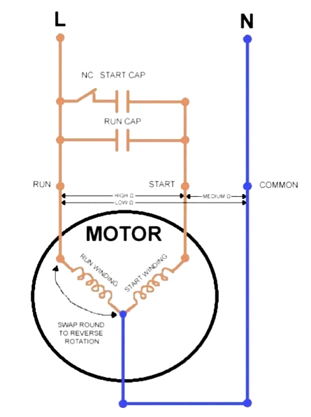 Connection Diagram for AC Dual Capacitor